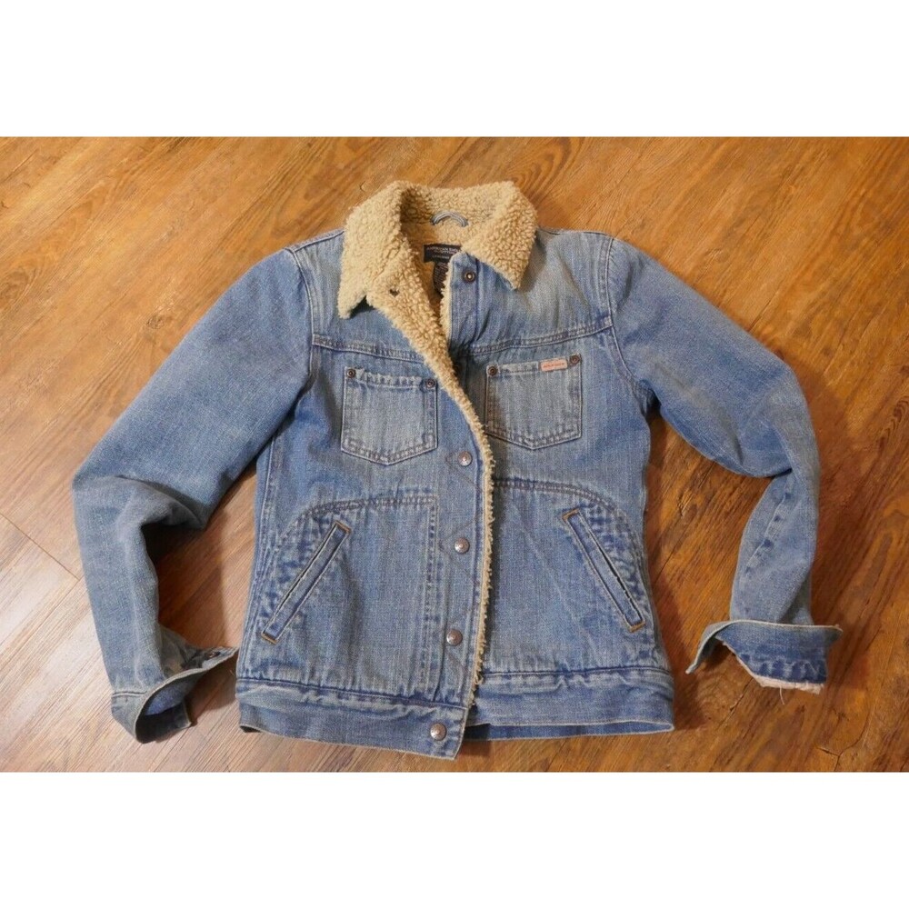 American Eagle Outfitters Vintage Denim Sherpa-Lined Jean Jacket